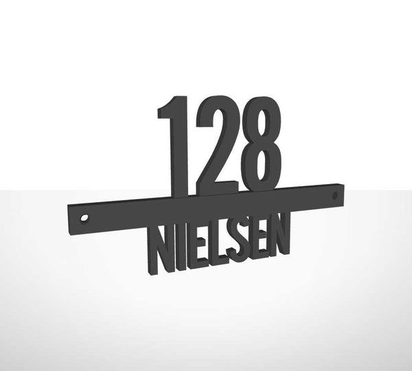 House number with name (with screw holes)